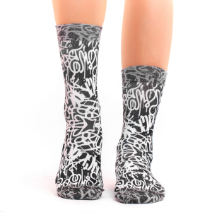 Damen Socken mit Baumwollanteil - schwarz-weiß GRAFFITTI ART
